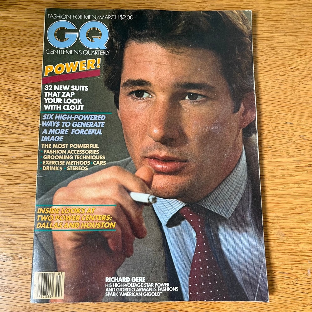 Vintage GQ Magazine March 1980 Richard Gere American Gigolo Giorgio Armani Power